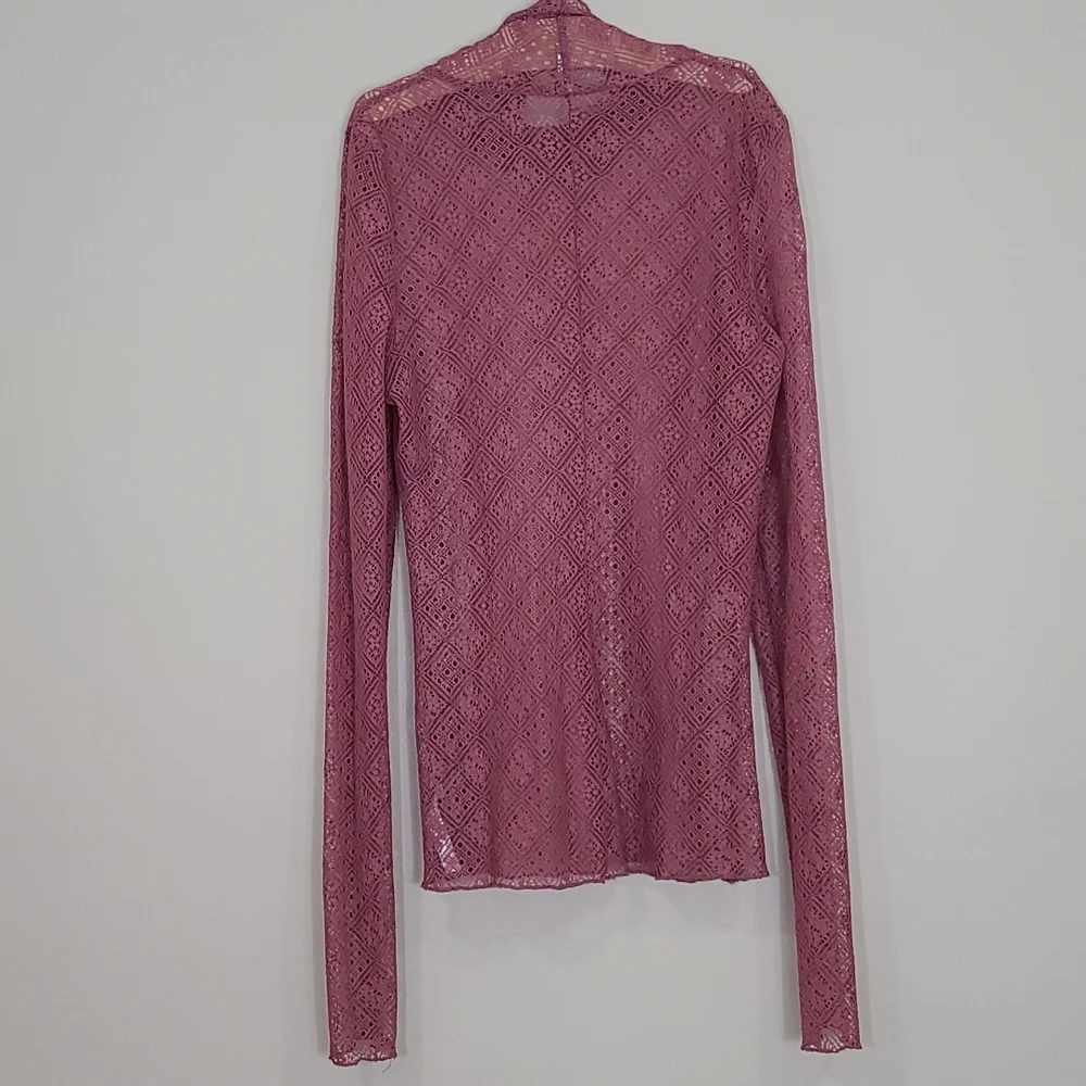 Free People Sweet Memories Lace Turtle Neck Top Rose - Picture 5 of 9